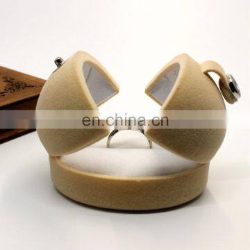 China factory unique egg shape double cover beige red flocking velvet ring case pendant jewelry boxes wholesale