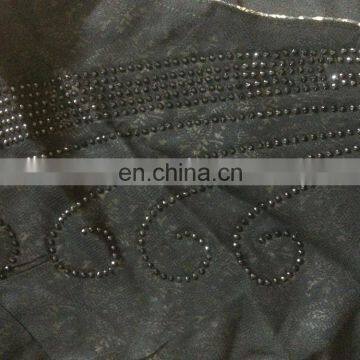 Black Colour Lycra (Stretchable) With Printed Satin & Net / Latest Fashionable Diamond Stone Work Stylish Burkha (dubai Abaya) photo-3