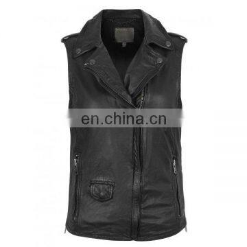 Black Sleeveless Leather Biker