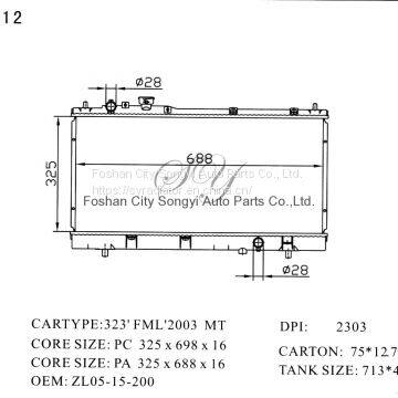 Hot Sale Aluminum Plastic Auto Radiator for Mazda 323 Fml 2003 Mt