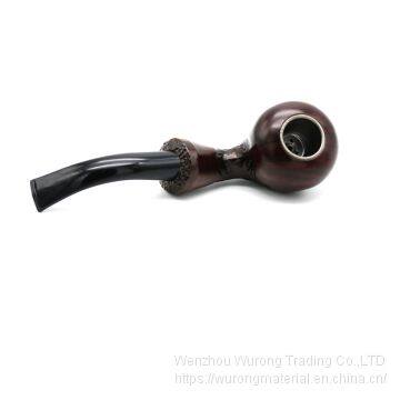 160mm Length wooden resin short tobacco pipe with small red bending head for smoking