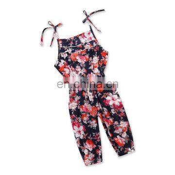 Girl Full Flower Design Jumpsuit Baby Sleeveless Summer Romper 2Colors 5Size for 2-7T photo-2