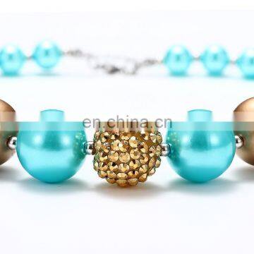 Blue Necklace Girl Kids Children Sweet Chunky Bubble Beads Necklace With Bow Candy Color Jewelry photo-3