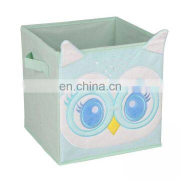 Custom Cartoon Kids Foldable Linen Cube Storage Box Fabric Stackable Bins Set