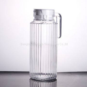 HOT SELLING 1.1L CLEAR GLASS WATER JUG WITH HANDLE AND PLASTIC COVER LID FOR DAILY TABLEWARE photo-2