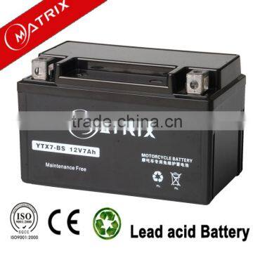 motorcycle battery manufacturer ytx7-bs mf motorcycle battery 12v 7ah battery