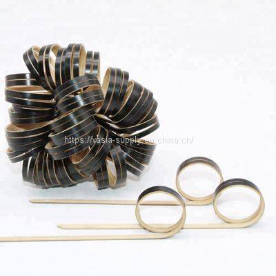 Natural Bamboo Black Stick -A circle at one end - handy for piercing food