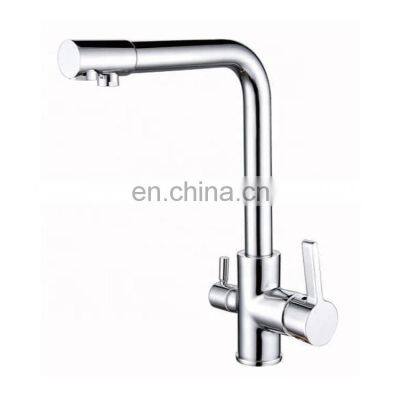 Double Knobs Wall Mount Golden Gold Colour Kitchen Mixer Faucet Tap