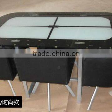 Modern Glass Dinning Tables and pu 6 Chairs Set photo-3