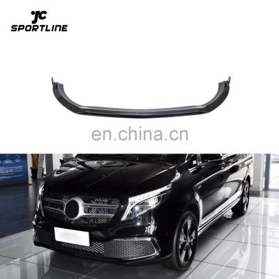 2PCS Carbon Fiber V250 Front Lip for Mercedes Benz V class W447 V220d Vito Passenger Van 4-Door 2020-2021