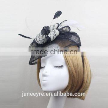 New Arrival Women Sinamay Base Fascinator Hat With Feather photo-3