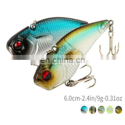 2021 New design vib lure 5 colors  6cm 9g 3D fish eyes vib lure with double hooks fishing lure vib wholesaler