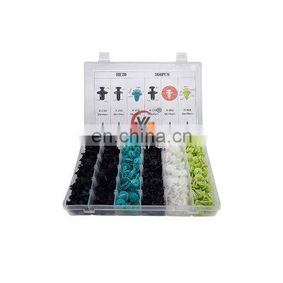 HE20 Auto Fastener Clips Spring Clip Retainer Auto Replace Parts Screws Fastener 6 Kinds Push Type Clip Automobile Plastic 100