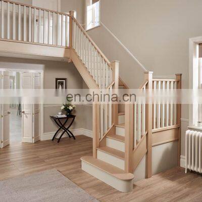 Low cost wooden curved staircase, indoor solid wood staircase designs