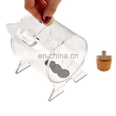 Customized Clear Acrylic Child Pig Shape Piggy Bank With Cork Stopper for Kids photo-2