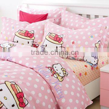 Lovely Cartoon Kids Design Cat Print Double Size Bed Sheet Set Best Selling Items Kids Bedroom Set Girls Set photo-2