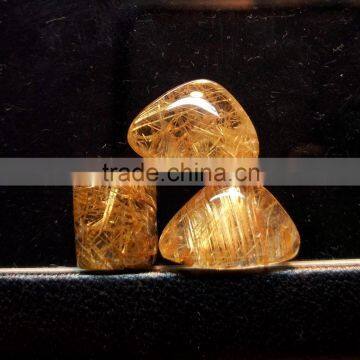 Natural Rutile Cabochon Gemstone / Golden Rutile Stone / Rutilated Quartz /