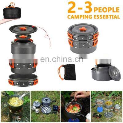 Aluminum Camp Cookwar Outdoor Cooking Kit Hiking Tableware Tourism Equipment Kettle Pot Frying Pan BBQ Picnic photo-5