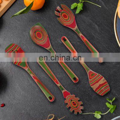 7Pcs Premium Natural Wood Slotted Spatulas Spoons Set Utensils For Cookware Kitchen Cooking photo-3