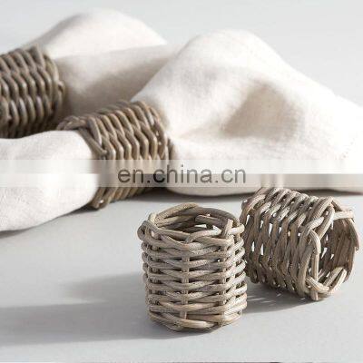 Hot Sale Rustic Rattan Napkin Ring WHolesale in Bulk Tableware set napkin holder rings wovenmade in Vietnam