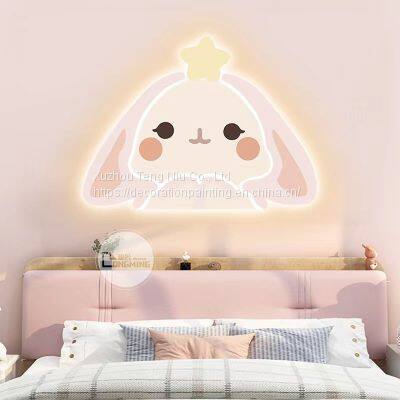Cute Rabbit Led Lamp Cartoon Animation Atmosphere Children's Room Bedside Decoration Painting22