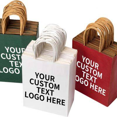 Custom Personalized Kraft Paper Bags – Custom Printed Paper Bags with Logo, 8x4.5x10.8 Inch, Personalized Shopping Paper Bags with Handle, Custom Gift Bags for Small Business & Goodie Bags