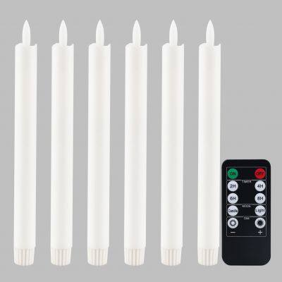 Velas de cera LED de sástago marfil sin llama con movimiento tridimensional de la mecha parpadeantes, de alta calidad, 6 piezas, con control remoto