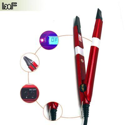LOOF Black Mini Adjustable Temp Keratin Hair Extension Iron Tools Multi-Function Hair Connector Sharp Flat Stainless Steel