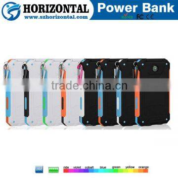 New design power bank 8000mah ,professional waterproof power bank , power bank with hook ,flashlight compass and solar charger