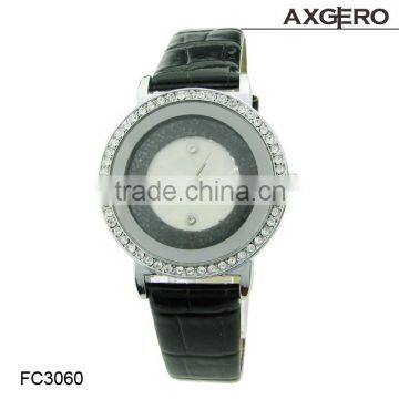 Hot Crystal Hours Watches Women Wristwatches Alloy Analog PU Band Quartz Watch