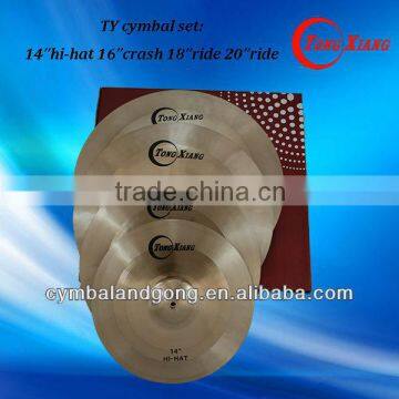 TY cymbal set:14"hi-hat 16"crash 18"ride 20"ride