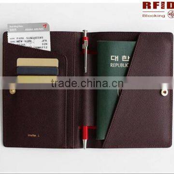 PU Leather Rfid Blocking Passport Holder With Pen                        
                                                Quality Choice