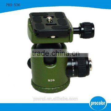 Camera tripod head with dual-level aluminum damping ball head