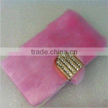 Luxury Diamond Rabbit Fur Warm Winter Wallet Case for iPhone5 5s,For iPhone5 Winter Wallet Cases