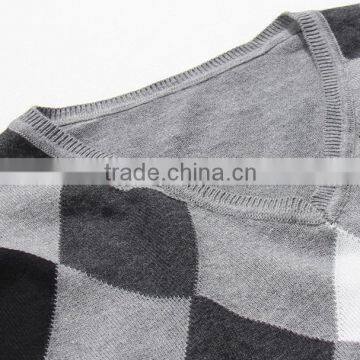 Argyle Knitting Wear Men Simple Long Sleeve V-neck Sweater Pullover photo-6