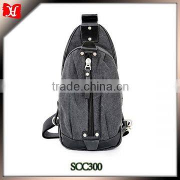 smart style canvas leather chest bag for men