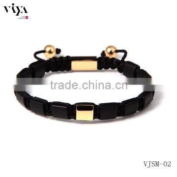 stock engraving etching logo rectangular flat beads knot nylon ropes bracelet lapis bead bracelet wire bangle bracelet