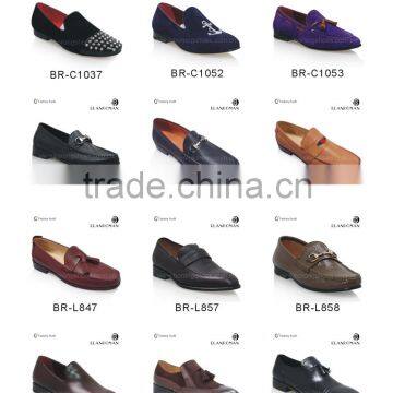 Different design men slipper loafer shoes driving boat shoe made by leahter upper rubber sole