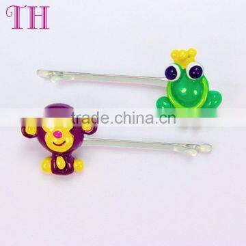 hair accessories korea resin monkey and frog shape hair grips bulk plastic bobby pins