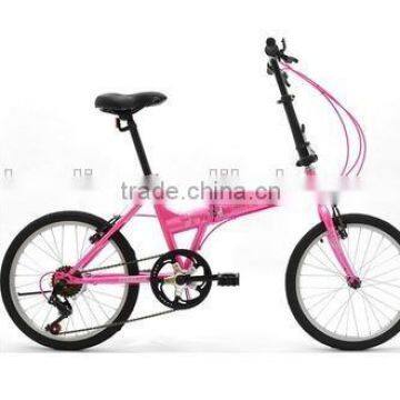 beautiful hi-ten steel 20 inch 6 speed women's folding bicycle