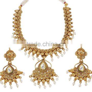 Indian Traditional Gold Tone Polish With Pear Party Wear Necklace For Women photo-2