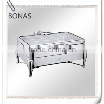 Luxury show window chafing dish, chafing dish with galss lid