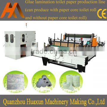 Automatic glue lamination kitchen towel embossed rewinding toilet paper roll making machine