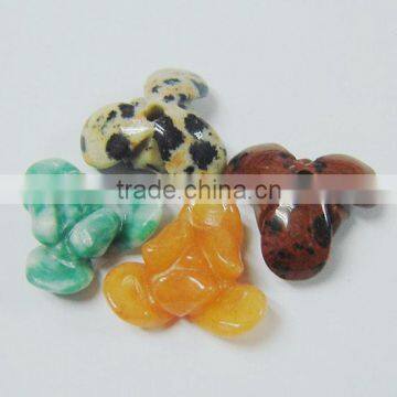 High quality semi precious stone yellow jade three leaf flower jewelry