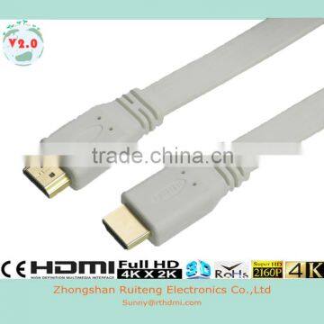 V1.4 Flat HDMI Cable with Ethernet and Gold connector support 3D