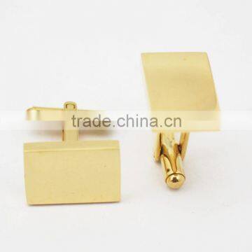 316L Stainless Steel Gold Rectangle Cufflink Custom Engrave Logo Gold Cufflinks photo-2
