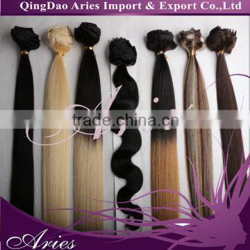 T color ombre color virgin human hair machine weft from factory