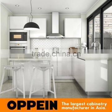 U Shape White Lacquer Finish MDF Wooden Kitchen Storage Cupboard