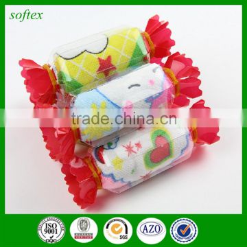 wholesale gift 20x20cm 12.5g candy souvenir birthday towel with print