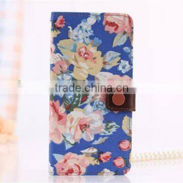 Hot Selling Flower Pattern Wallet Flip Leather Case for iPhone 6 F-IPHLC020